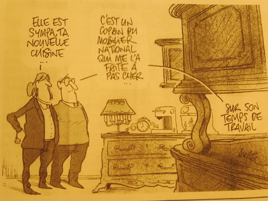 Dessin paru dans Le Canard enchainé à propos du Mobilier national. [DR]