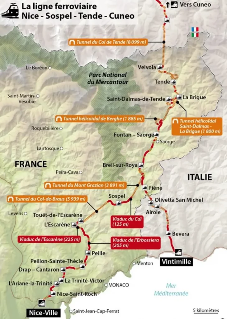 De Nice et de Vintimille vers Cuneo, via Breil-sur-Roya. [SNCF]
