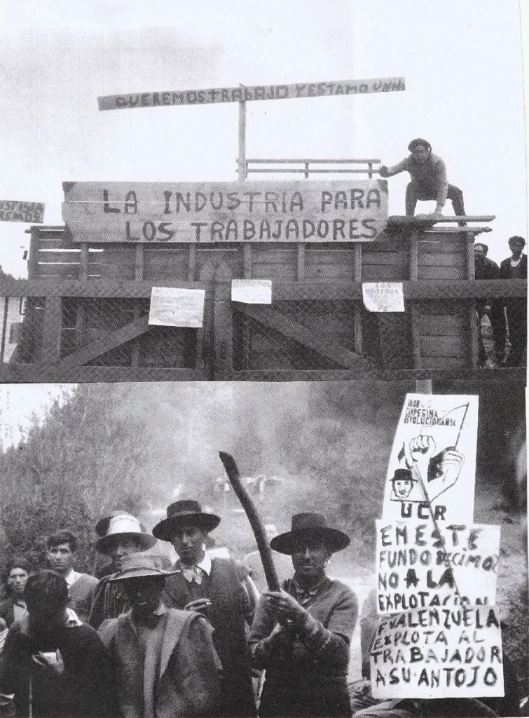 Avant le 11 septembre 1973 : occupation d’une usine et réappropriation de terres. Extrait de Luis Vaja et Pierre Senart, Chili au cœur, éditions de la Courtille, 1974. [Coll. MB]