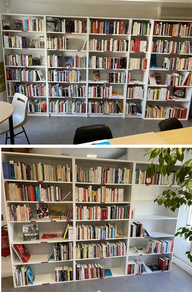 La bibliothèque, au deuxième étage du 31 rue de la Grange-aux-Belles. [Coll. CM]