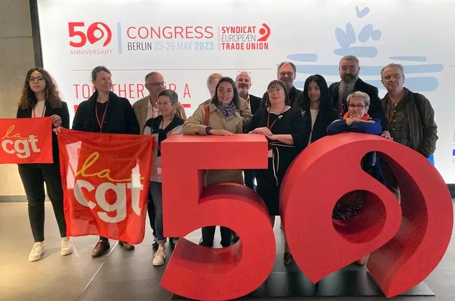 Délégation CGT au congrès de la Confédération européenne des syndicats (CES), en 2023. [CGT]