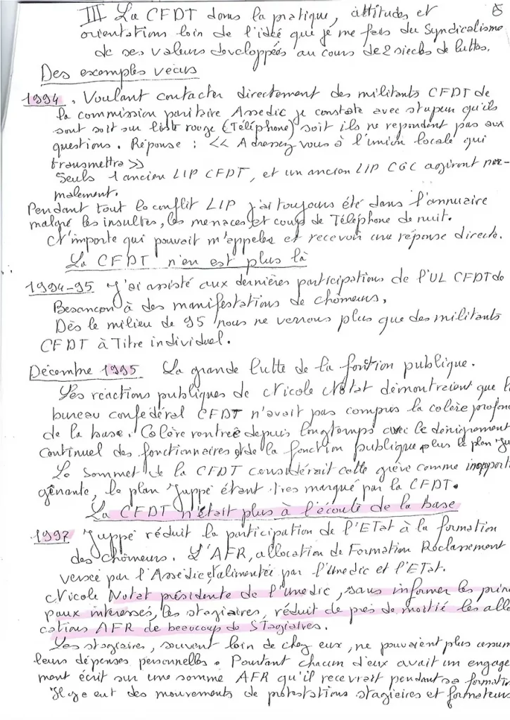 Extrait du manuscrit de Charles Piaget. [DR]