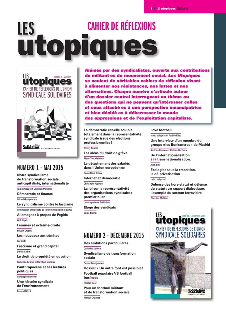 La une du livret de vingt pages présentant les 27 numéros parus des Utopiques. [DR]