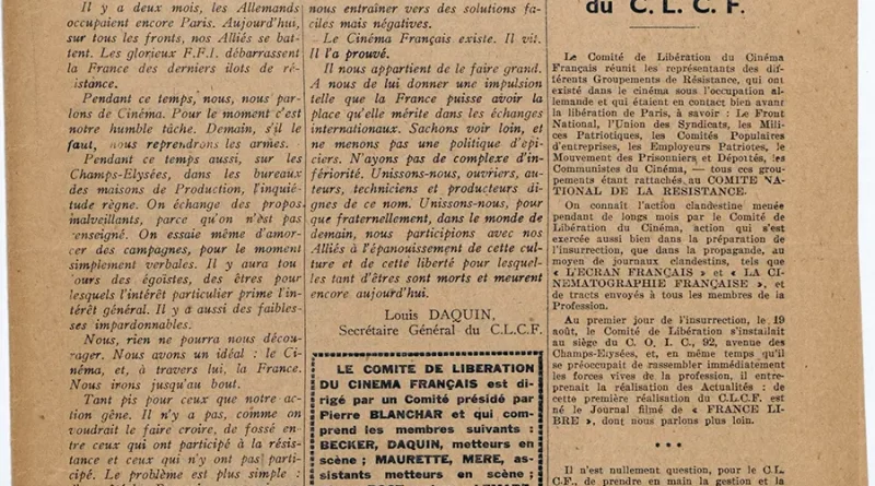 Bulletin officiel du Comité de libération du cinéma français. [Gallica]
