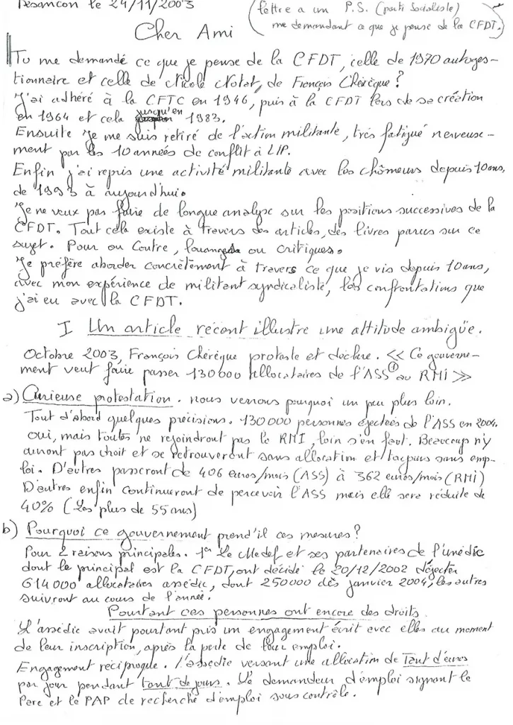Première page du manuscrit de Charles Piaget. [DR]