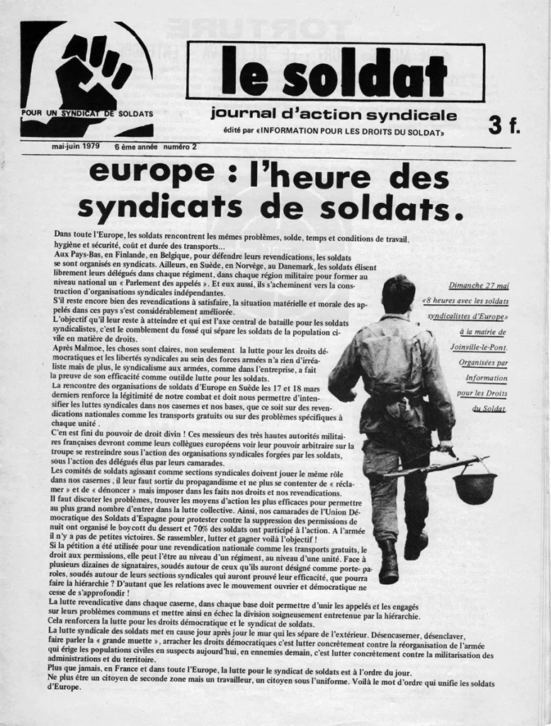 Le soldat. Journal d’information syndicale, édité par Information pour les droits des soldats (IDS), 1979. [Coll. CM]