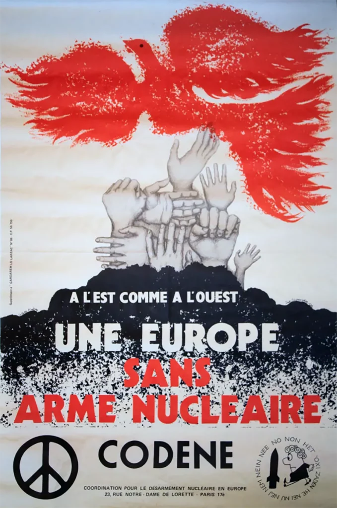 Affiche du Comité pour le désarmement nucléaire en Europe 1980 (CODENE), en 1980. [Coll. CM]