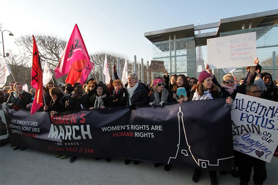 Paris, le 21 janvier 2017, à l'occasion de l'investiture de Donald Trump, cortège de la Marche mondiale des femmes. [MMF]