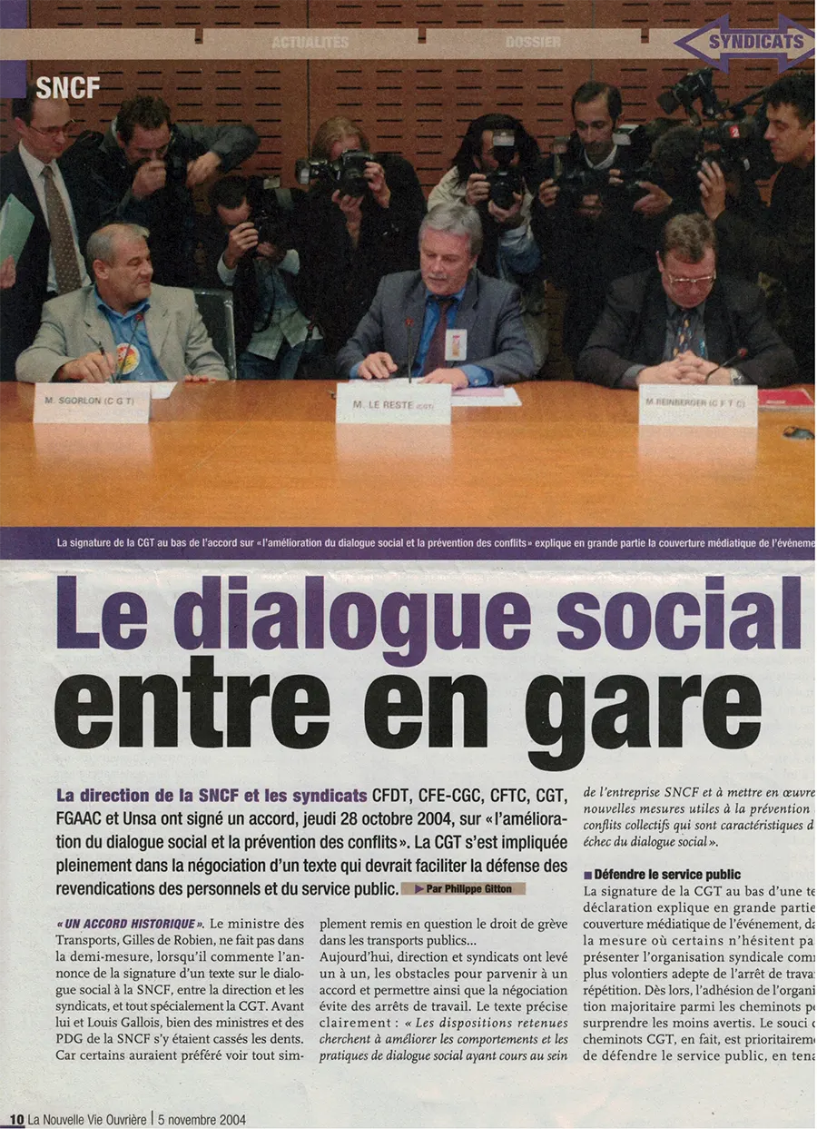 L’accord du 17 novembre 2004, dans La nouvelle vie ouvrière. [Coll. CM]