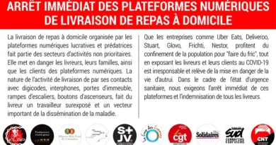 Appel intersyndical lors du confinement lié à la pandémie de COVID-19. [DR]