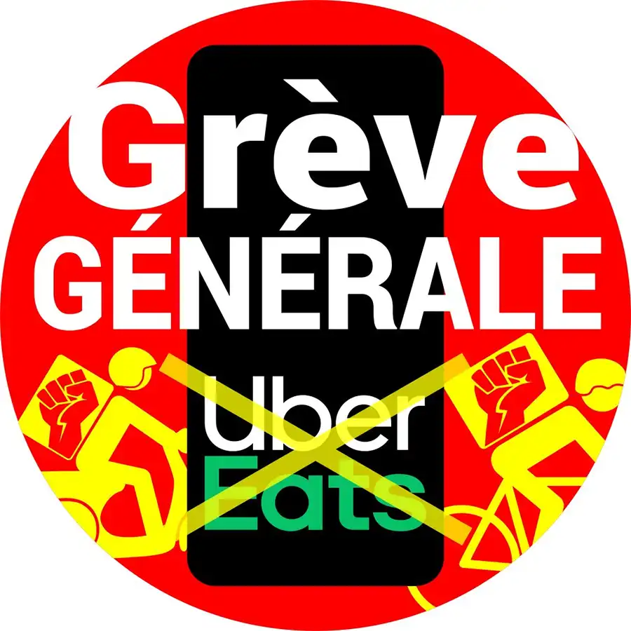 Campagne pour une grève des lirveur‧ses Uber Eats, en 2023. [DR]