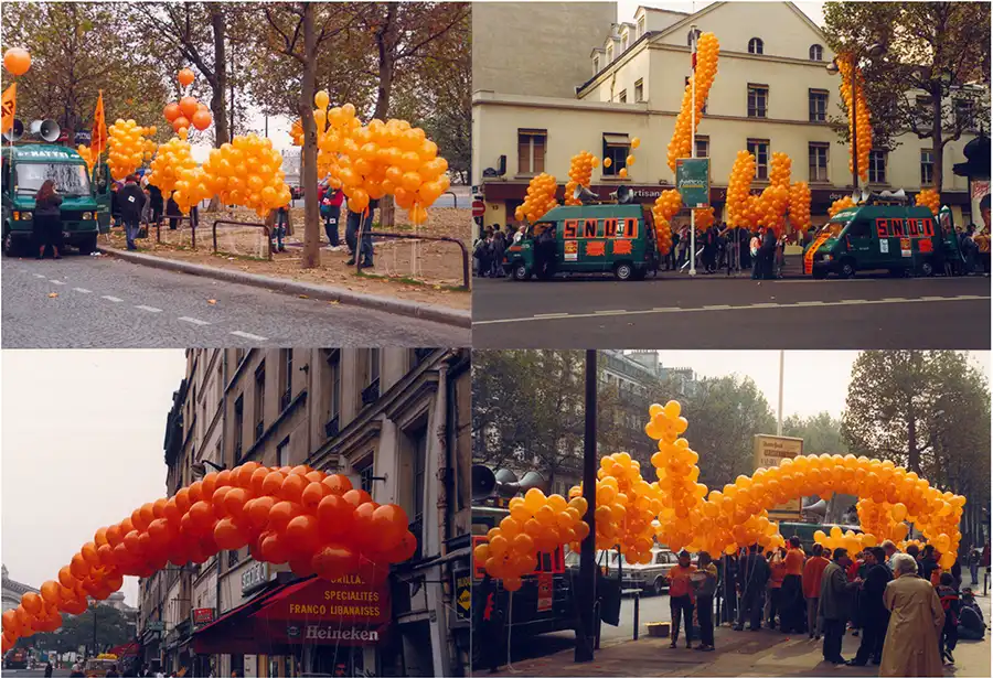 Compositions artistiques aux couleurs du SNUI, le 19 octobre 1989. [Solidaires Finances publiques]