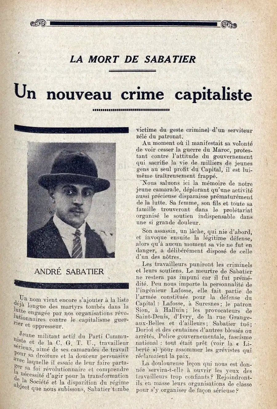 Dans La vie syndicale, bulletin de la CGTU, octobre 1925 [DR]