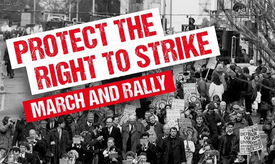 Manifestations organisées par les syndicats britanniques, en janvier 2024, pour la « défense du droit de grève ». [TUC]