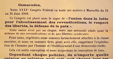 Tract de la fédération des polices de la CGT, 1949. [DR]