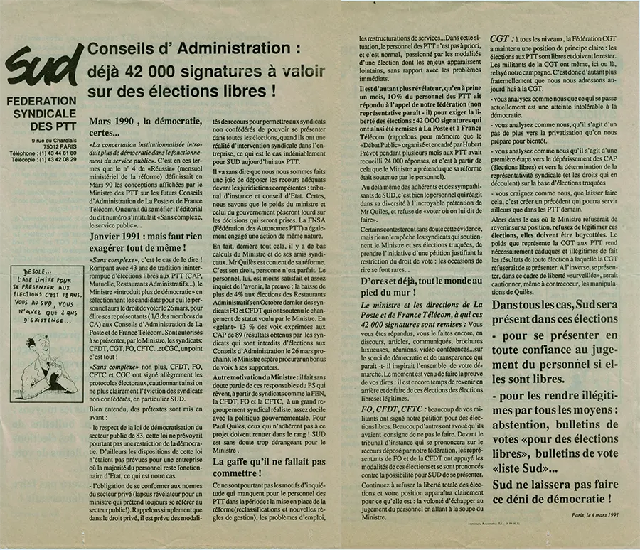 Un tract de la campagne pour le droit de se présenter aux élections CA, en 1991. [Coll. CM]