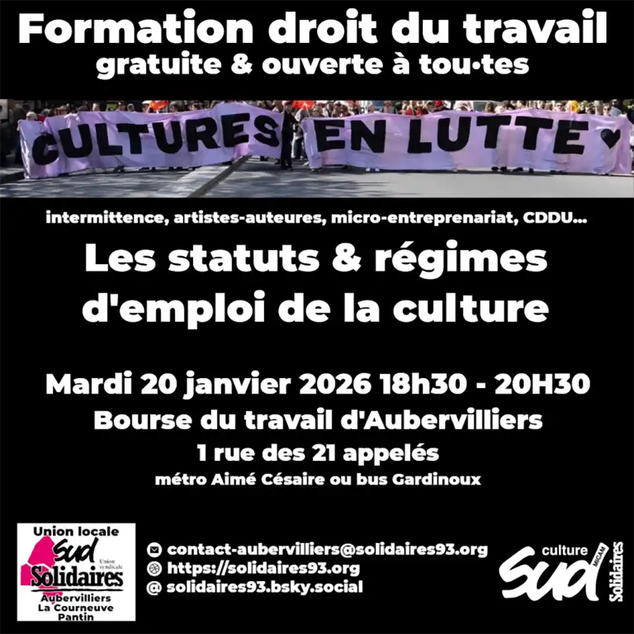 Une permanence syndicale sur les statuts et régimes d’emploi de la culture. [SUD Culture Solidaires]
